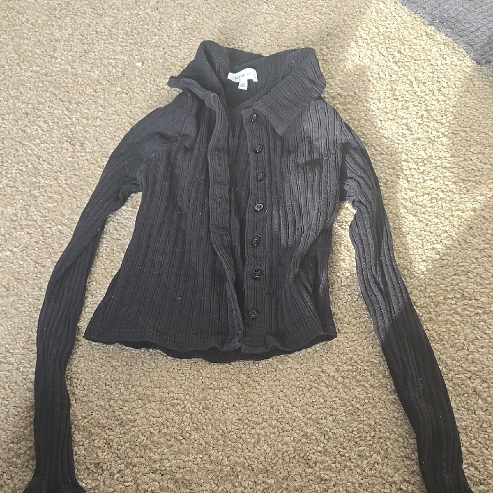 Women's Black Ribbed Sweater